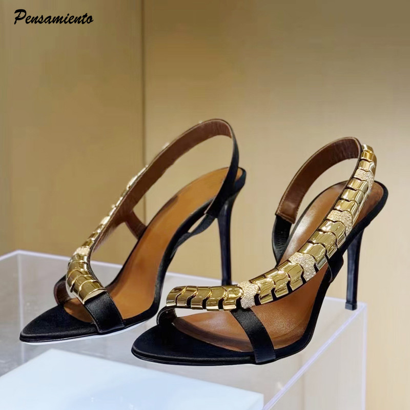 Women'S Formal Wear To A Wedding - Sandalias de gladiador de satén con