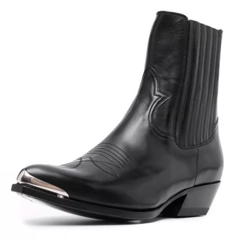 Women Formal Wear Western - Botas Chelsea de Cuero Negro para