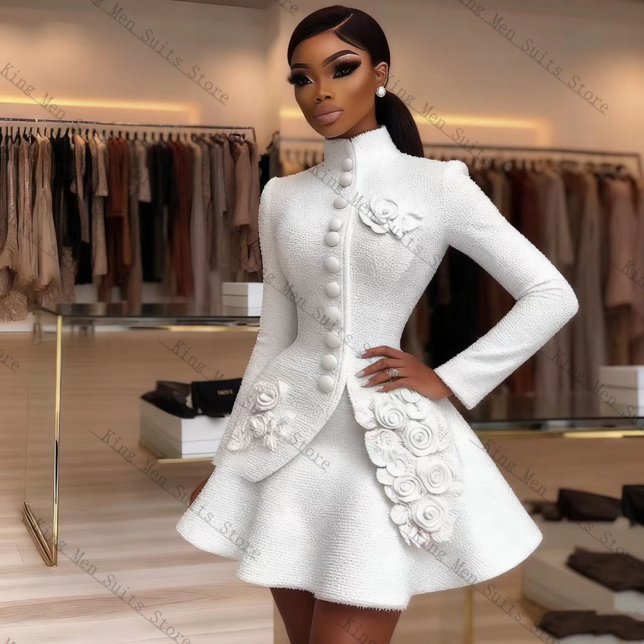 Women'S Formal Wear For Wedding Guest - Conjunto de traje blanco de lujo
