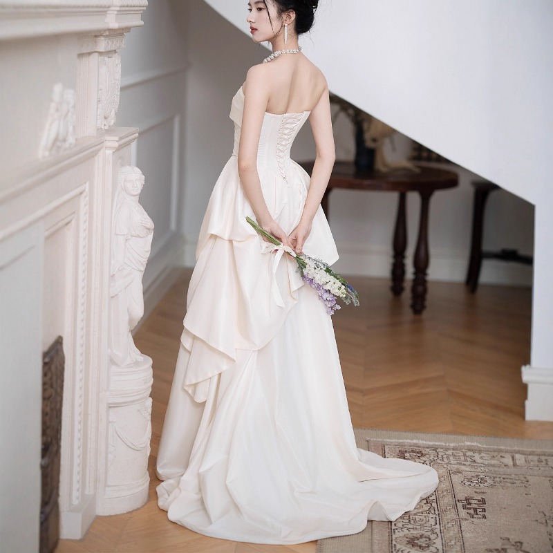 Women'S Formal Wear To A Wedding - Vestido de Novia Francés sin Tirantes,