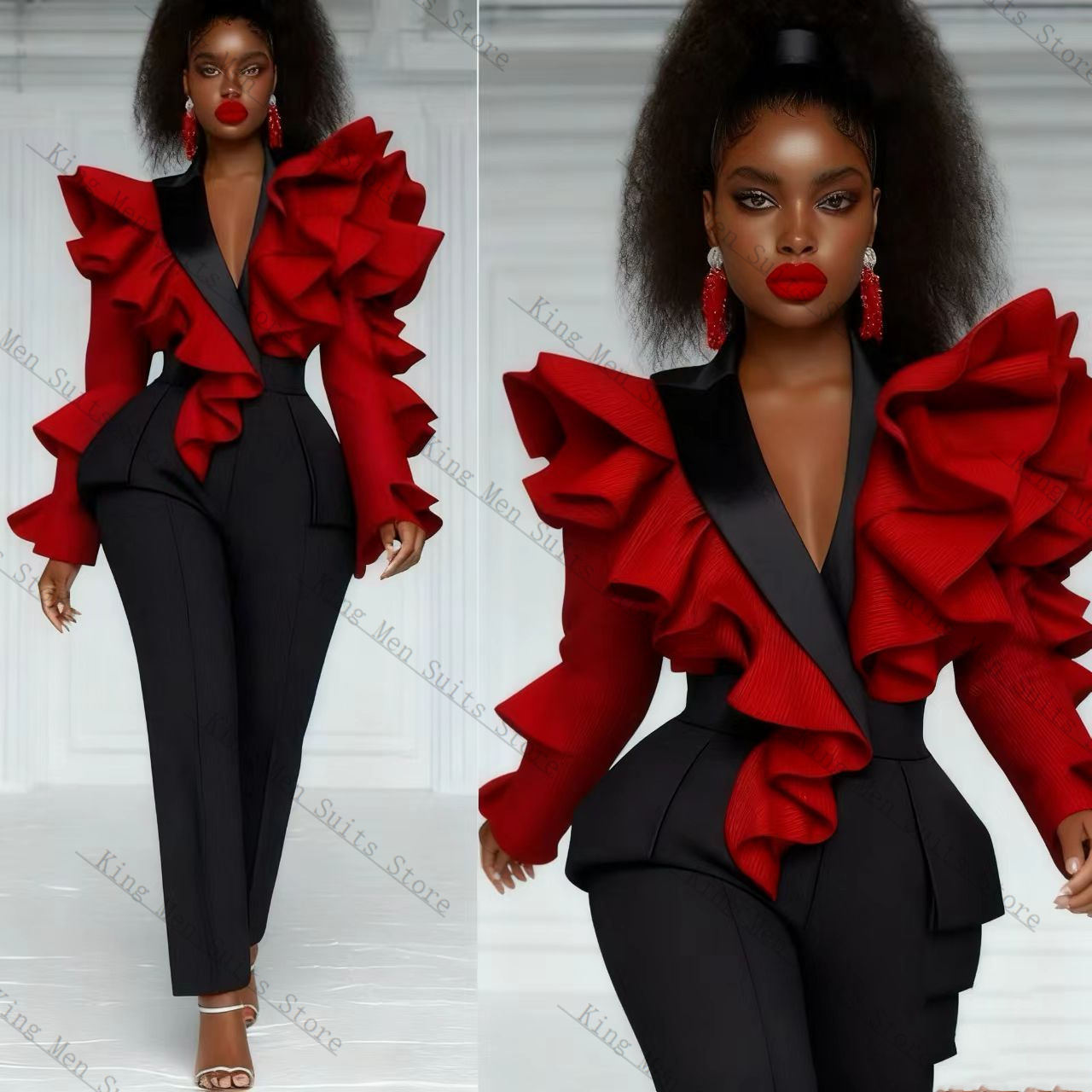 Conjunto de traje rojo y negro - Women'S Formal Wear For Wedding Guest reseña y precio