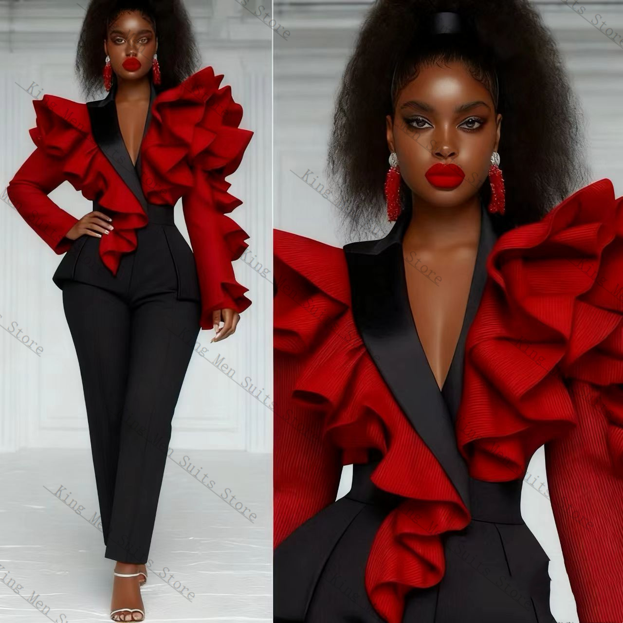 Conjunto de traje rojo y negro - Women'S Formal Wear For Wedding Guest reseña y precio