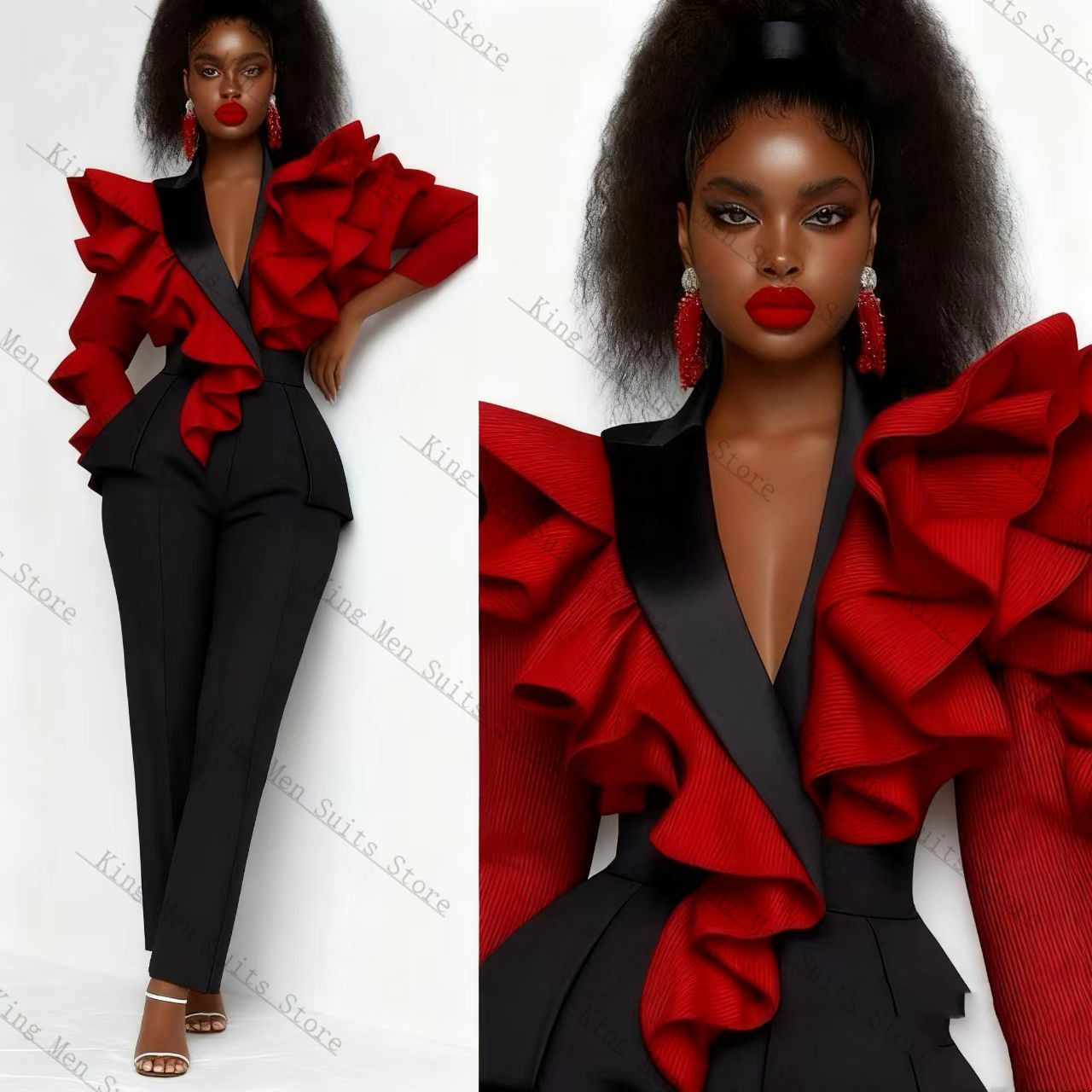 Conjunto de traje rojo y negro - Women'S Formal Wear For Wedding Guest reseña y precio
