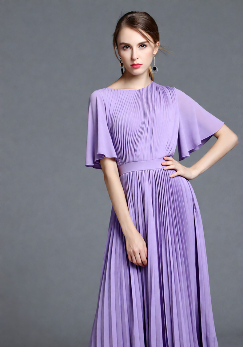 Vestido Midi Plisado con Manga - Women'S Formal Wear For Wedding Guest reseña y precio