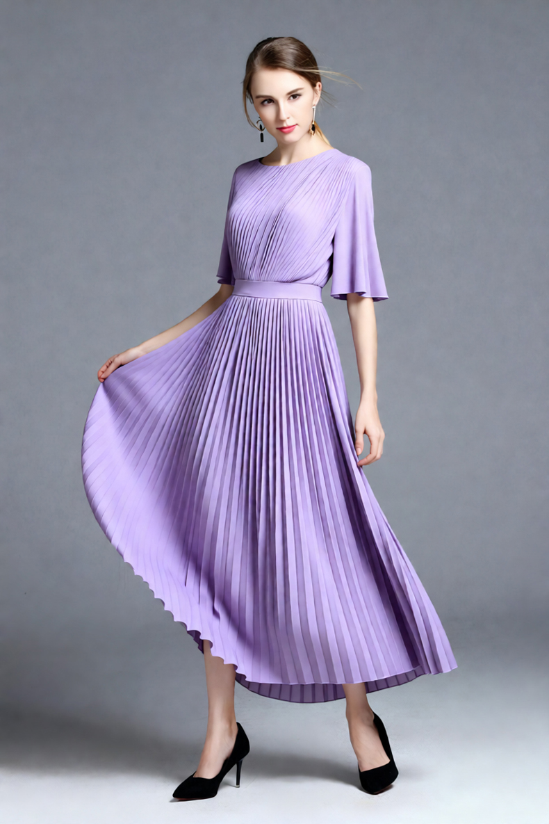 Vestido Midi Plisado con Manga - Women'S Formal Wear For Wedding Guest reseña y precio