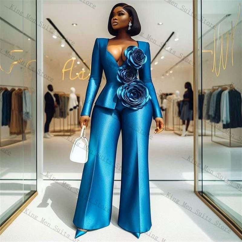 Conjunto de Traje Azul Satinad - Women'S Formal Wear For Wedding Guest reseña y precio